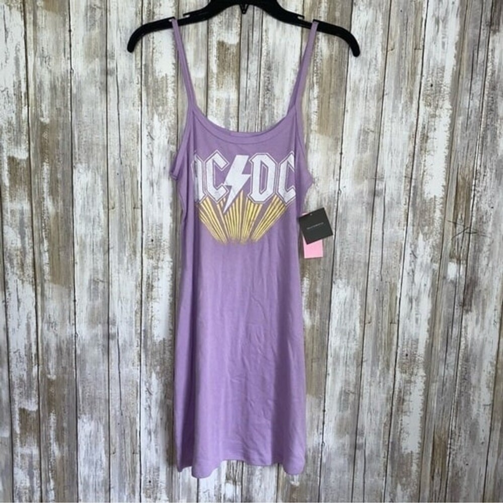 NWT AC/DC Purple Fitted Ribbed Dress - Picture 2 of 7
